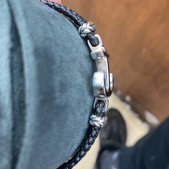 New DAVID YURMAN Men's Maritime Anchor Leather Bracelet in Silver & Onyx Med - Picture 7 of 8